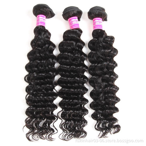 Wholesale Virgin Human Hair Deep Wave Bundles with Closure Unprocessed Remy Raw Brazilian 10A 100% Human Hair No Mix Queena Hair